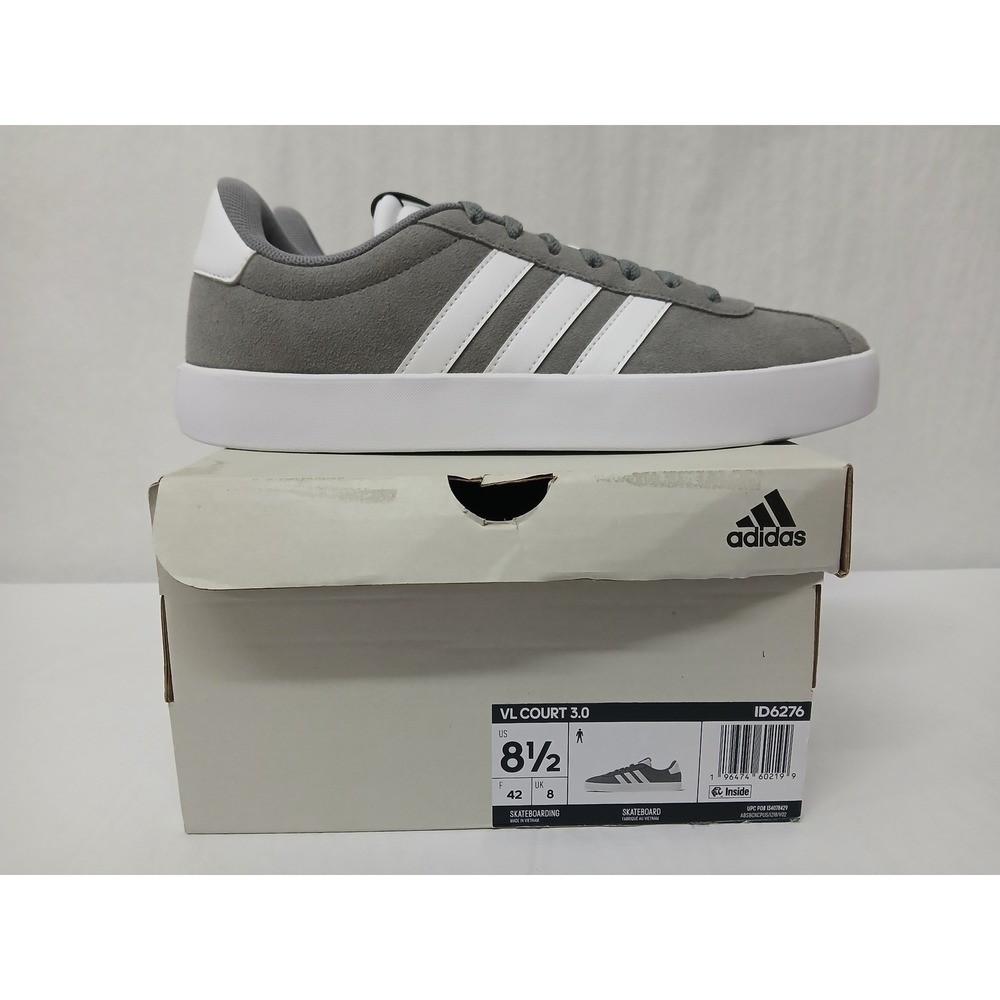 Adidas VL Court 3.0 Gray White Mens Skateboarding Shoes Sneakers ID6276 Sz 8.5